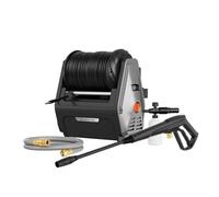 Giraffe Tools Grandfalls Idropulitrice retrattile Essential, max 16,5 Mpa 2,0 GPM, idropulitrice elettrica da parete con tubo ad alta pressione da 30 m, cannone a schiuma da 500 ml, nero