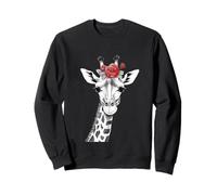 Giraffe with Red Rose for Zoo Animal Lovers Felpa