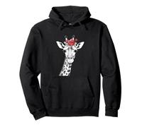 Giraffe with Red Rose for Zoo Animal Lovers Felpa con Cappuccio