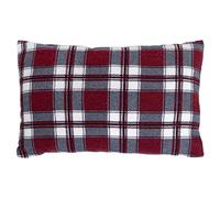 Giraffenland Cuscino di pino cembro con fodera interiore bio e federa esteriore - flanella rosso a quadri e borgogna-, 30 x 20cm - Profumo di pino cembro naturale al 100%