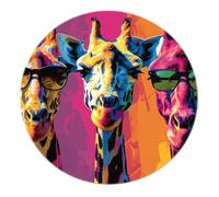 Giraffes Round Area Rug 100cm - Tappeto pieghevole a pelo corto morbido con stampa animalier per soggiorno camera da letto camera da letto sala multimediale veranda bagno di servizio