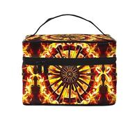 Girando la fiamma Borsa cosmetica da viaggio da donna, (22,9 x 16,5 x 15,7 cm), borsa cosmetica portatile di grande capacità, grande borsa cosmetica per ragazze, nero, Taglia unica