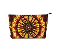 Girando la fiamma Chiusura a Cerniera Borsa Trucco Corduroy Organizer Multifunzionale 22x7x17cm per Viaggi Campeggio Vacanza Fitness, Nero , Taglia unica