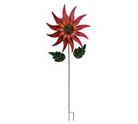 Girandola a per prato, scultura in ferro, decorazione cinetica, turbina alta a forma di girasole con rotazione colorata, pezzo artistico per cortile, cortile, giardino, portico, sentiero, patio