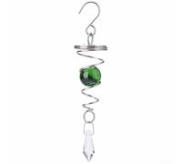 Girandola a spirale con sfera di cristallo per campanelli a vento, in acciaio inox e vetro, decorazione da appendere adatta per casa, giardino e spazi esterni (verde)