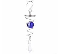 Girandola a spirale con sfera di cristallo per campanelli a vento, in acciaio inox e vetro, decorazione da appendere adatta per casa, giardino e spazi esterni (blu)