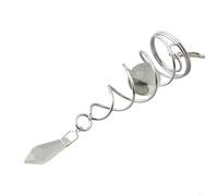 Girandola a spirale per carillon a vento con sfera di cristallo con coda in acciaio inox e sfera di vetro, decorazione da appendere al giardino (bianco)