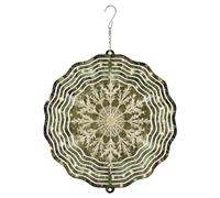 Girandola a vento a forma di fiocco di neve, elegante motivo floreale geometrico invernale verde in metallo da appendere, ornamento per esterni, per giardino, prato, corridoi, cortile, feste, 30,5 cm