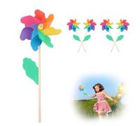 Girandola a Vento, Dwafill 2 Girandole Bambini, Palo In Legno 40 Cm, Foglie Vento Colorate, Segnavento da Giardino, per Spiaggia, Parco, Campeggio, Balcone, Estate