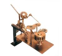 Girandola a vento in metallo a tema rock band con lame a forma di chitarra e statuetta animata di batterista, saldata a mano per una decorazione di lunga durata da giardino e patio (mulino a vento