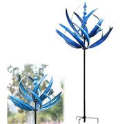 Girandola a vento in metallo con paletti da giardino, mulino a vento in ferro per giardinaggio e decorazione da giardino, girandola a vento in metallo, sculture da giardino (blu)