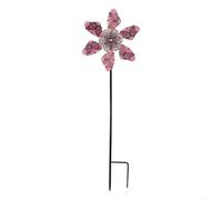 Girandola a vento in metallo fluorescente a forma di farfalla, per giardino, cortile, prato, decorazione, ruota ed emette luce dopo il tramonto (rosa)