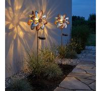 Girandola Lampada Solare Esterni Argento Oro LED Chiodi da Giardino H 92cm 2x