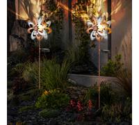 Girandola Lampada Solare Esterni Argento Oro LED Chiodi da Giardino H 92cm 2x
