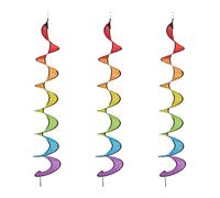 Relaxdays Girandola a Vento Arcobaleno, Set da 3 Spirali Segnavento, Wind, HxD: 137x24 cm, Giardino e Balcone, Colorato, Poliestere
