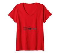 Girare Il Rumore Musica: Melodic Soundwave Art Maglietta con Collo a V, Donna, Rosso, L