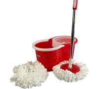 Girare Mocio E Secchio Set Con 2 Super Assorbente Microfibra Teste Easy Premere