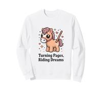 Girare Pagine Cavalcando Sogni Carino Lettura Felpa