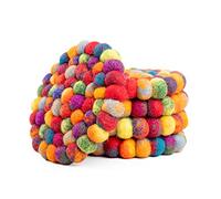 Girare Sottobicchieri a Sfera in Feltro - Sottobicchieri da Tavola in 100% Lana Merino - Sottopentola Assorbente per Bevande - Infeltriti a Mano in Nepal da Woolygon - Multicolore - Set di 5