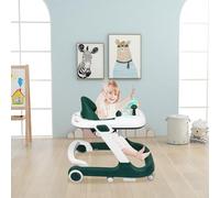 Girarrosto bambino evolutivo, girello da passeggio pieghevole, girello bebebee, musica, altezza regolabile in 5 posizioni, 60 x 55 x 70 cm, verde
