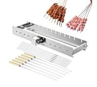 Girarrosto per barbecue, ripiano regolabile in larghezza con spiedini | Griglia rotante automatica per feste di vacanza, feste di famiglia, feste in giardino, campeggio e cucina all'aperto