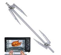 Girarrosto per griglia, con ago, girarrosto e torrefazione, universale, in acciaio inox, per arrosto e pollo rotante, per cucina domestica, colore: argento