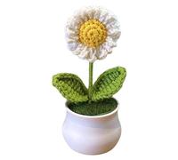GIRAS0L Piante A Uncinetto In Vaso - Piccoli Fiori In Vasi Di Crochet | Fiori All'uncinetto fatti A Mano In Piccoli Vasi | Fiori Artificiali Giras0L Fatti A Mano | Pianta