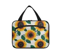Girasol Colorful White Girasol Hanging Makeup Bag per Viaggio con gancio, Designer Essential Toiletry Bag per i viaggiatori Hotel Bolsa para guardar maquillaje L