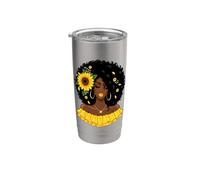 Girasole Afro Ragazza Nera Afro Donne Americane Melanina Bicchiere termico in acciaio inox doppia parete