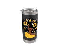 Girasole Afro Ragazza Nera Afro Donne Americane Melanina Bicchiere termico in acciaio inox doppia parete