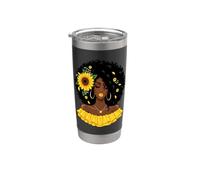 Girasole Afro Ragazza Nera Afro Donne Americane Melanina Bicchiere termico in acciaio inox doppia parete