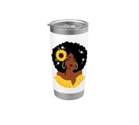 Girasole Afro Ragazza Nera Afro Donne Americane Melanina Bicchiere termico in acciaio inox doppia parete
