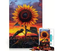 Girasole al tramonto Puzzle da 1000 pezzi per adolescenti Gioco di logica e rilassamento Arte di alta qualità da collezione 50x75cm