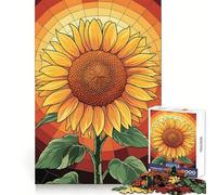 Girasole al tramonto ︰ Puzzle in vetro colorato da 1000 pezzi per adolescenti, ideale per migliorare la memoria, rilassare la mente e creare opere d'arte di alta qualità 38x52cm