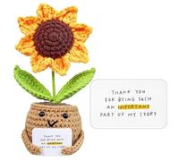 Girasole all'uncinetto - Bambola all'uncinetto con girasole positivo fatto a mano con carta | Fiori in vaso, pianta di supporto emotivo | Bambola creativa lavorata a maglia con fiori artificiali |