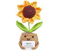 Girasole all'uncinetto - Bambola all'uncinetto con girasole positivo fatto a mano con carta | Fiori in vaso, pianta di supporto emotivo | Bambola creativa lavorata a maglia con fiori artificiali |