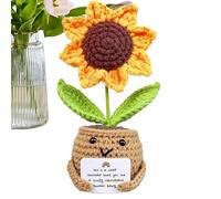 Girasole all'uncinetto - Bambola all'uncinetto con girasole positivo fatto a mano con carta | Fiori in vaso, pianta di supporto emotivo | Bambola creativa lavorata a maglia con fiori artificiali |