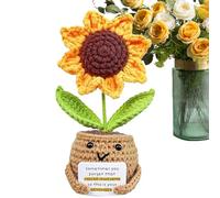 Girasole all'uncinetto - Bambola all'uncinetto con girasole positivo fatto a mano con carta | Fiori in vaso, pianta di supporto emotivo | Bambola creativa lavorata a maglia con fiori artificiali |