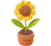 Girasole All'Uncinetto, Girasoli Di Fiori All'Uncinetto Di Lana Piccoli Vasi Di Fiori Artificiali Lavorati a Mano All'Uncinetto Per La Decorazione Della Casa Della Stanza Ufficio, Scrivania, Regalo