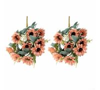 Girasole artificiali a forma di ventaglio, 2 pezzi, bouquet di seta a 9 teste per decorazione della casa e matrimoni, fiori finti robusti, nessuna manutenzione richiesta, decorazione per tutte le età