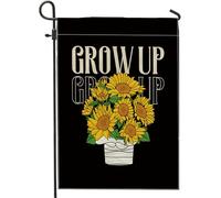 girasole bandiera da giardino girasole parola pittura floreale fattoria artistica arancione nero lino segno decorazione decorazione per la casa decorazione da parete esterno patio giardino interno