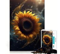 Girasole Buco Nero Spazio Adolescenti Puzzle da 1000 Pezzi Migliora la Memoria Gioco Rilassante Bordo Preciso Articolo Desiderio di Babbo Natale 38x52cm