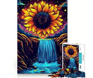 Girasole Cascata Adolescenti Puzzle da 1000 Pezzi Migliora la Memoria Gioco Rilassante Bordo Preciso Articolo Desiderio di Babbo Natale 50x75cm