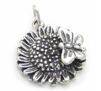 Girasole con ciondolo a farfalla in argento sterling .925 x 1 Sun Flowers