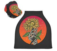 Girasole Con Osso Nero Auto per Bambini Passeggino Tettoia Copri Seggiolino Copertura Infermieristica per L'Allattamento Al Seno All-In-1 Morbido Traspirante Elastica Tettuccio