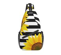 Girasole con strisce bianche nere Borsa a tracolla a croce Borsa a tracolla diagonale