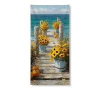 Girasole copertura porta banner decorativo, rustico floreale spiaggia percorso decorazione, autunno all'aperto appeso sfondo festival forniture vacanze 91 x 182 pollici