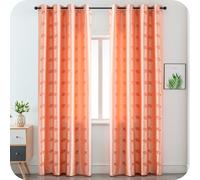 GIRASOLE Coppia Tende Semi Oscuranti Fantasia Cuori con Fili d'Argento Tenda per Soggiorno e Camera da Letto 2 Pannelli con Occhielli (Albicocca, 140x280cm)