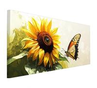 Girasole Diamond Painting Adulti, 5D Diamantini Crystal Art Quadri Diamond Painting Farfalla Motivo, Grande Pittura Diamante Kit Fai Da Te Adulti 70x30cm, Decorazioni Parete Casa, Regalo Donna G-33
