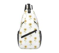 Girasole Dipinto a Mano Floreale Moda Croce Petto Borsa Diagonalmente Regolabile Cinghie Alta Capacità Sport Viaggi Lavoro Uso quotidiano, Nero , Taglia unica